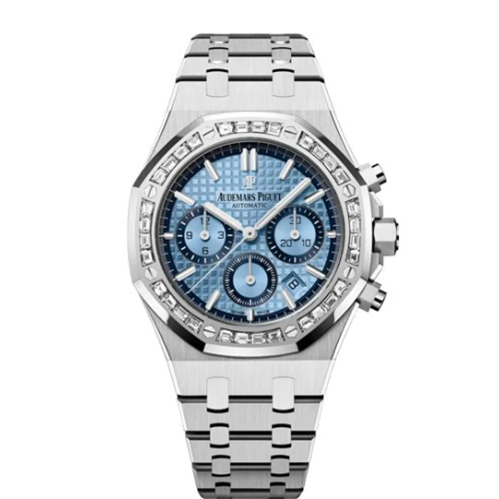 Audemars Piguet Royal Oak Chronograph 38 White Gold / Diamond / Light Blue