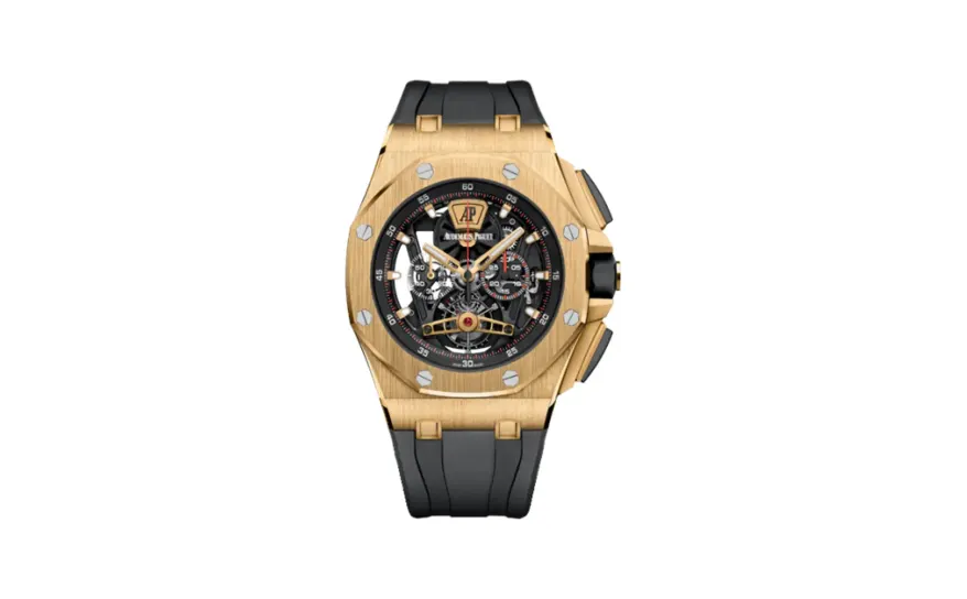 Audemars Piguet Royal Oak Offshore Tourbillon Chronograph Openworked Yellow Gold / Rubber
