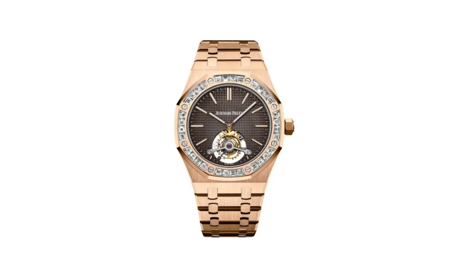 Audemars Piguet Royal Oak Ultra Thin Tourbillon Pink Gold / Baguette / Brown