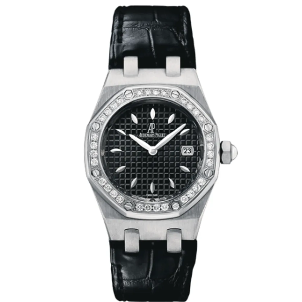 Audemars Piguet Royal Oak Quartz 67621 Stainless Steel / Diamond / Black / Alligator