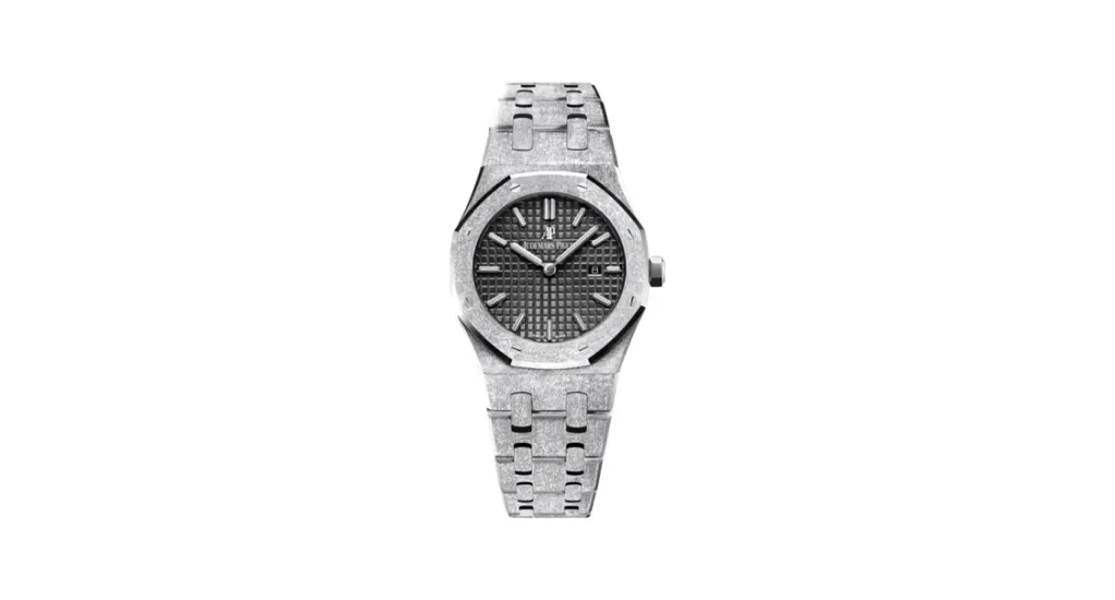 Audemars Piguet Royal Oak 67653 Quartz Frosted White Gold / Black / Bracelet