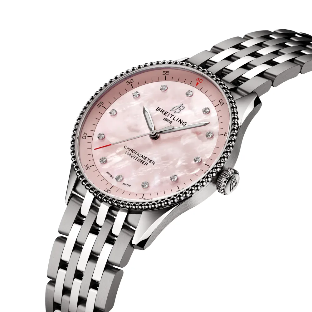 Breitling Navitimer 32, Stainless steel · 32 mm · Pink mother-of-pearl