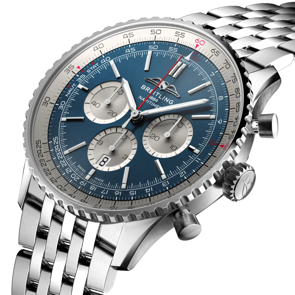Breitling Navitimer B01 Chronograph 46, Stainless steel · 46 mm · Blue