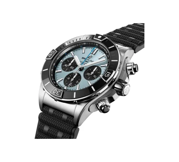 Breitling Super Chronomat B01 44, Stainless steel & platinum · 44 mm · Ice blue