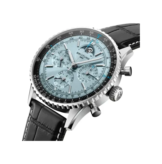 Breitling Navitimer B19 Chronograph 43 Perpetual Calendar, Stainless steel & platinum · 43 mm · Ice blue
