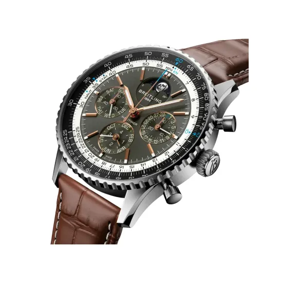 Breitling Navitimer B19 Chronograph 43 Perpetual Calendar, Stainless steel & platinum · 43 mm · Anthracite