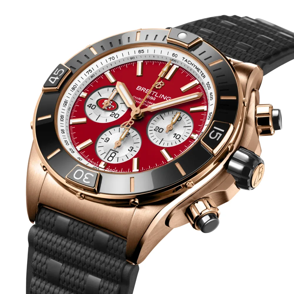 Breitling Super Chronomat B01 Chronograph 44 NFL San Francisco 49ers, 18k red gold · 44 mm · Red