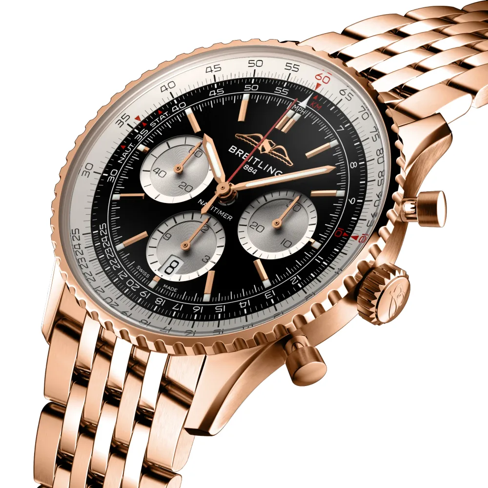 Breitling Navitimer B01 Chronograph 43, 18k red gold · 43 mm · Black