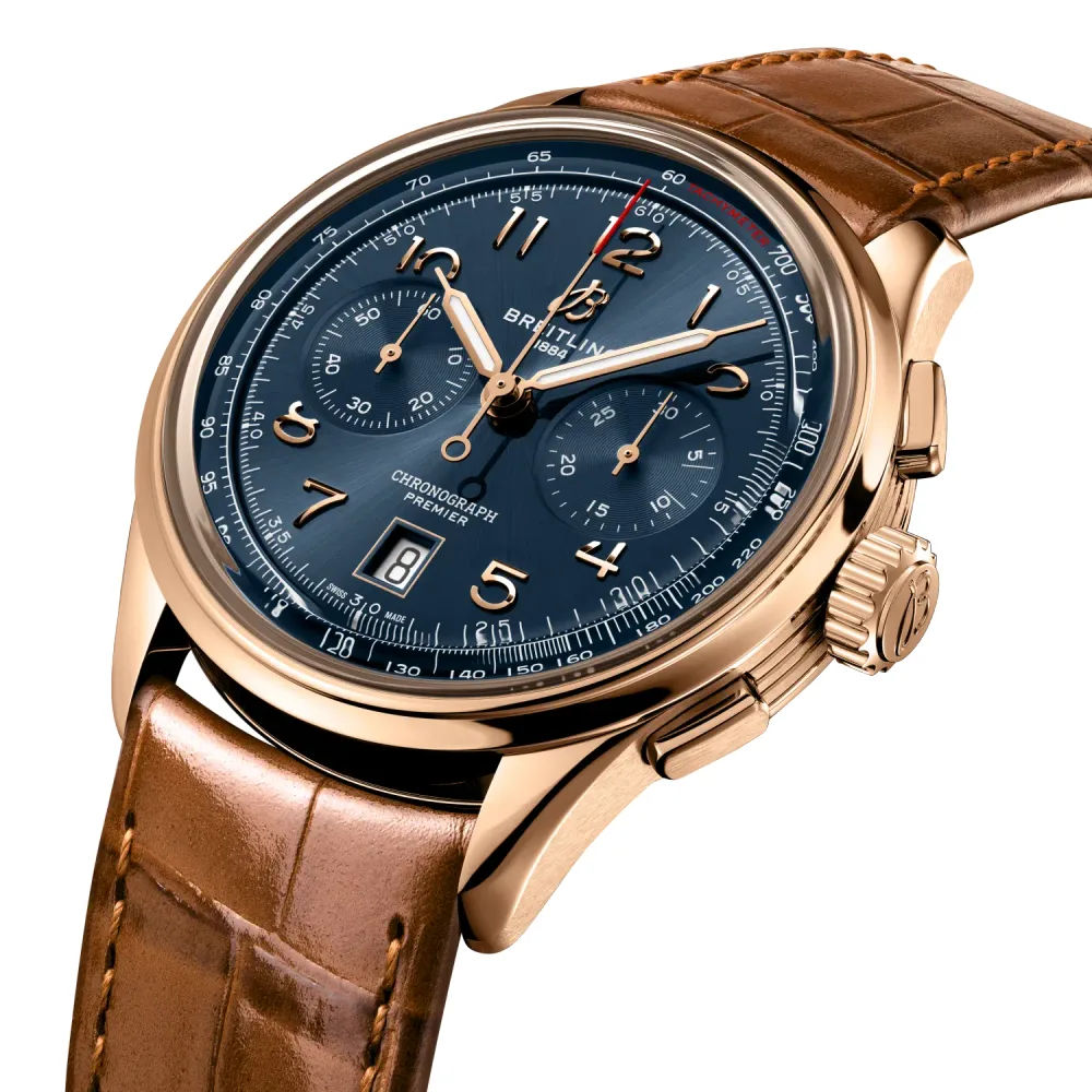 Breitling Premier B01 Chronograph 42, 18k red gold · 42 mm · Blue