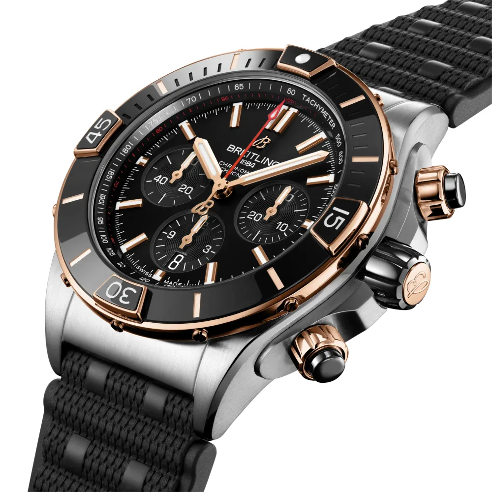 Breitling Super Chronomat B01 44, Stainless steel & 18k red gold · 44 mm · Black