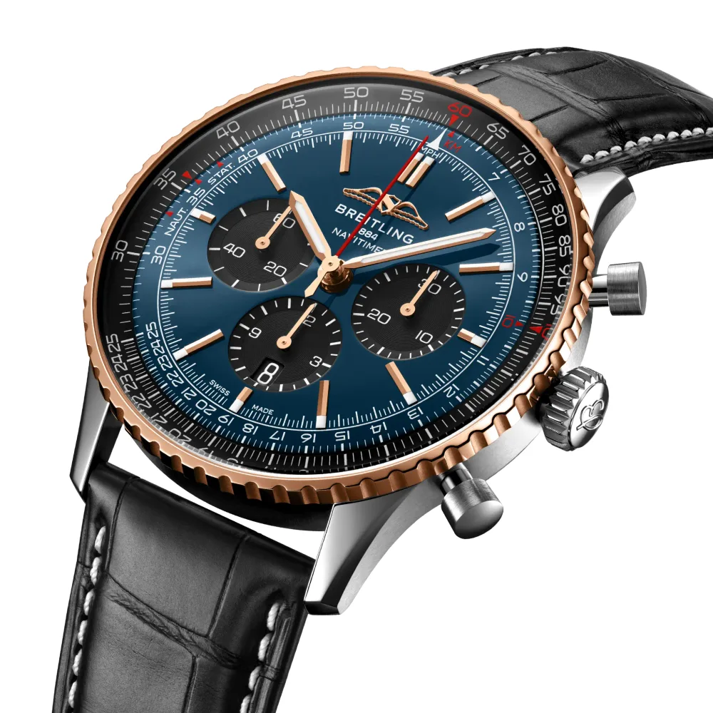 Breitling Navitimer B01 Chronograph 46, Stainless steel & 18k red gold · 46 mm · Blue
