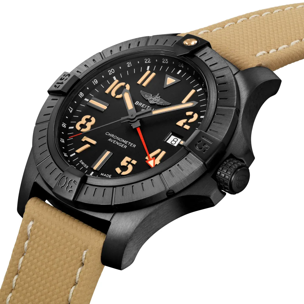 Breitling Avenger Automatic GMT 45 Night Mission, DLC-coated titanium · 45 mm · Black