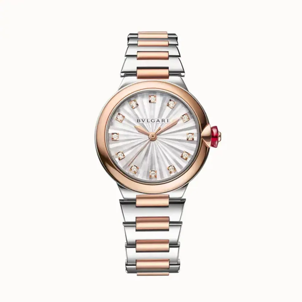 Bulgari Lvcea Watch Rose Gold and Steel White Diamonds