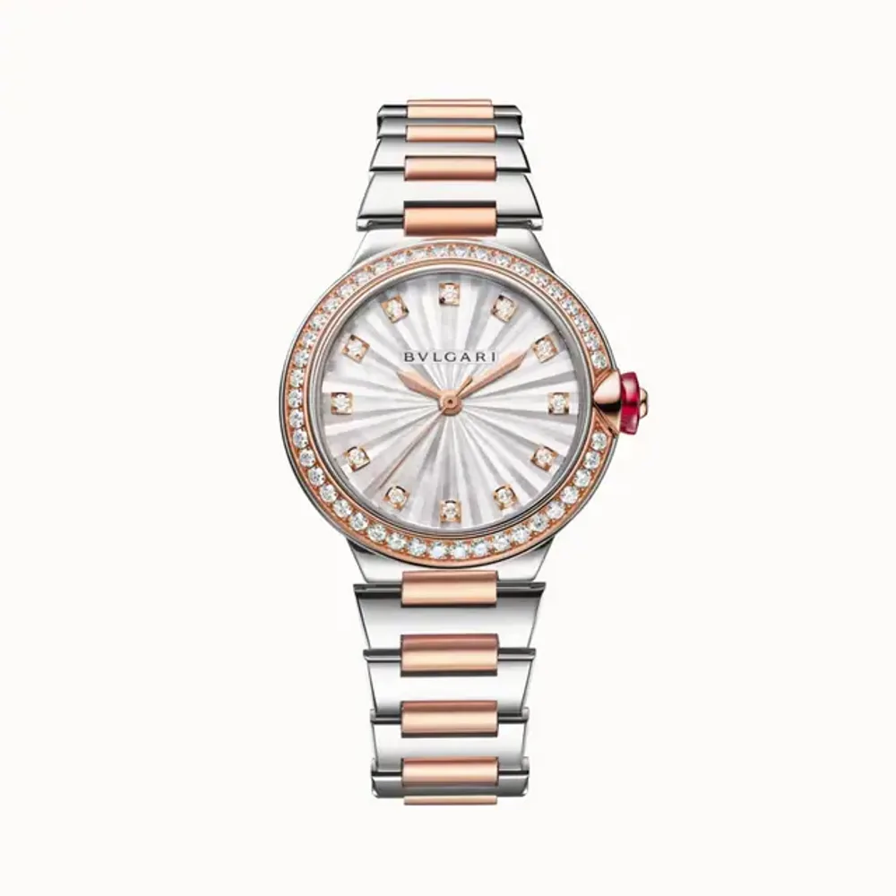 Bulgari Lvcea Watch Rose Gold and Steel with Diamonds