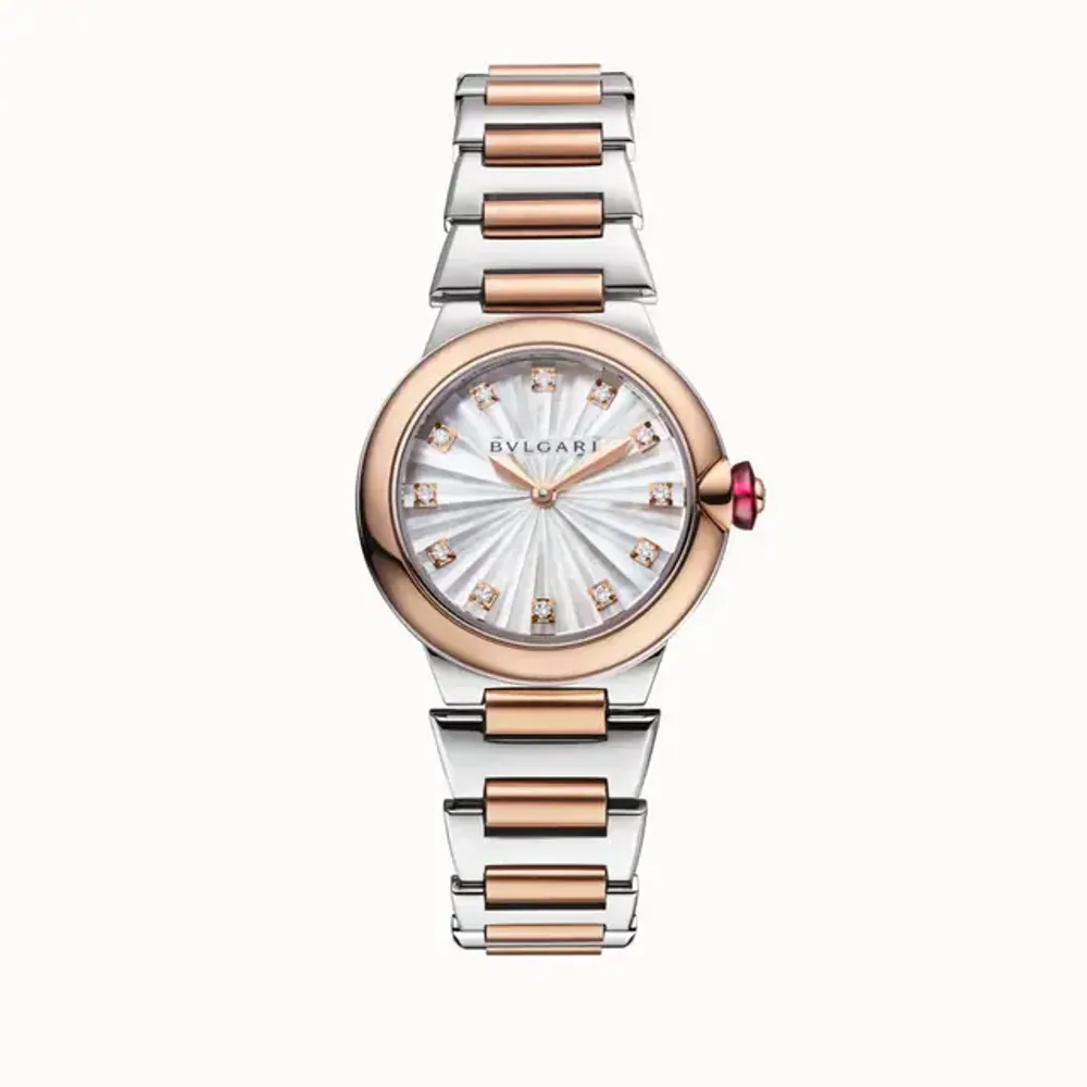 Bulgari Lvcea Watch Rose Gold and Steel White Diamonds