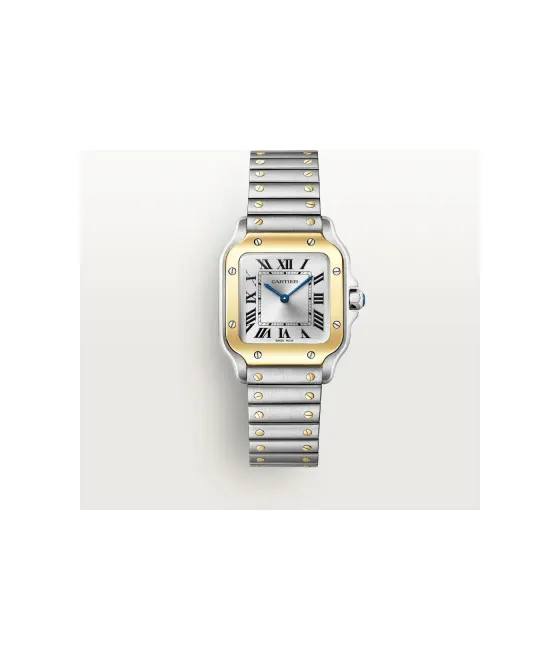 Cartier Santos de Cartier, Small model, quartz movement, yellow gold and steel, interchangeable metal and leather straps