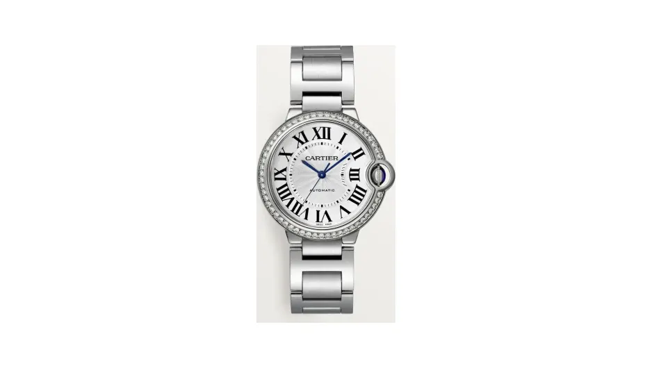 Cartier Ballon Bleu de Cartier, 36 mm, mechanical movement with automatic winding, steel, diamonds