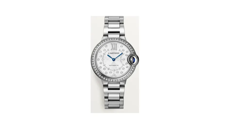 Cartier Ballon Bleu de Cartier, 33 mm, automatic mechanical movement, steel, diamonds