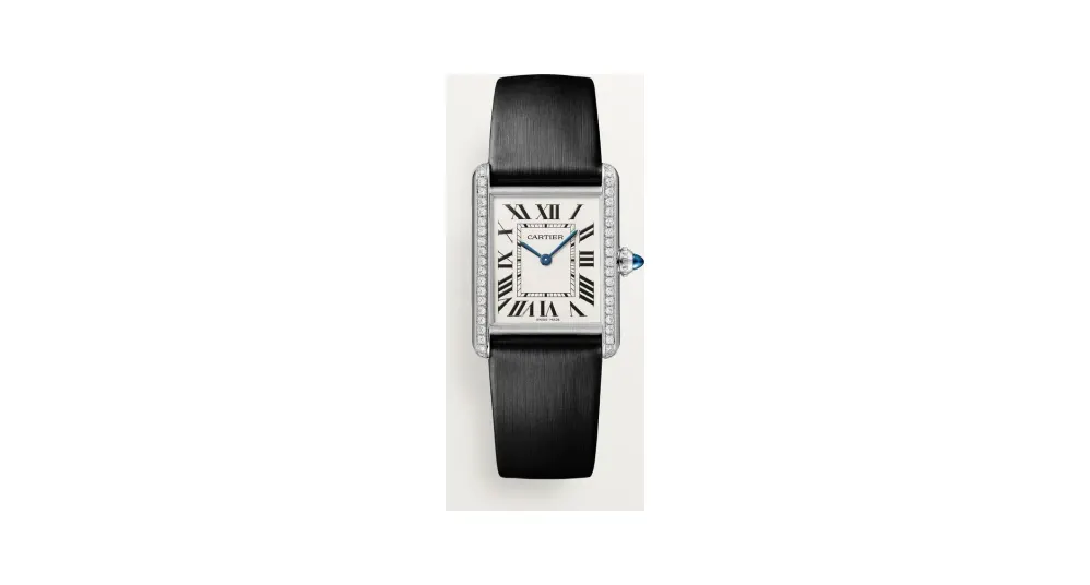 Cartier Tank Must de Cartier, Large model, high autonomy quartz movement, steel, diamonds, leather