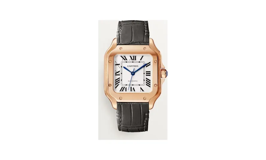Cartier Santos de Cartier, Medium model, automatic movement, rose gold, 2 interchangeable leather bracelets
