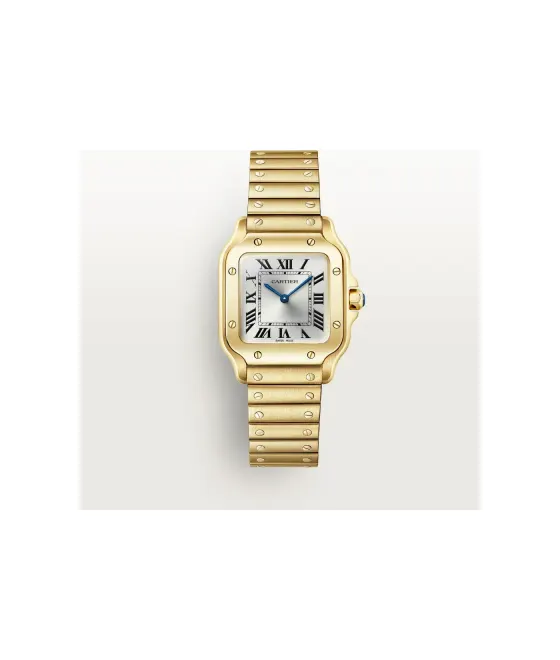 Cartier Santos de Cartier, Small model, quartz movement, yellow gold, interchangeable metal and leather straps