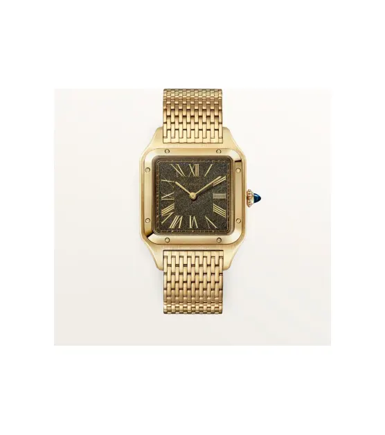 Cartier Santos-Dumont, Large model, manual movement, yellow gold, interchangeable metal