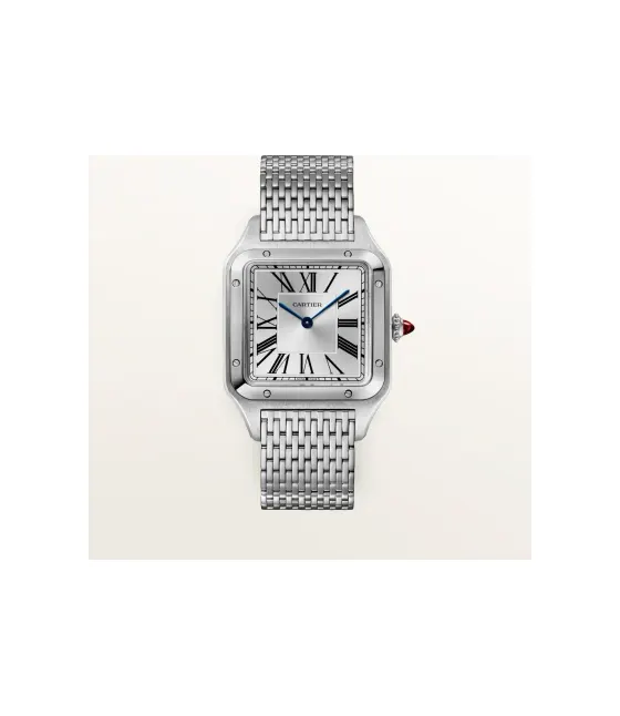 Cartier Santos-Dumont, Large model, manual movement, platinum, interchangeable metal bracelet