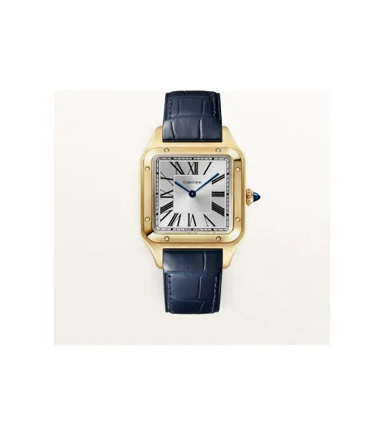 Cartier Santos-Dumont, Large model, manual movement, yellow gold, leather