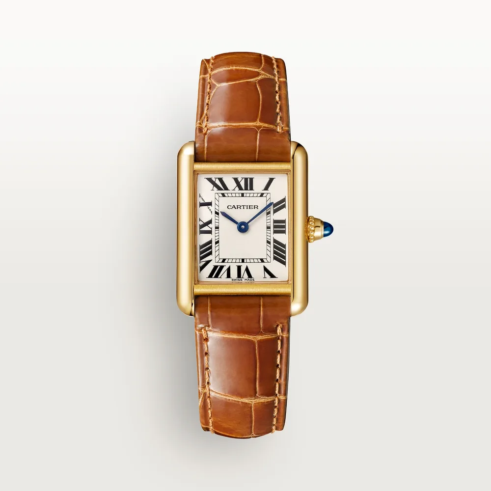 Cartier Tank Louis Cartier, Small model, quartz movement, yellow gold, leather