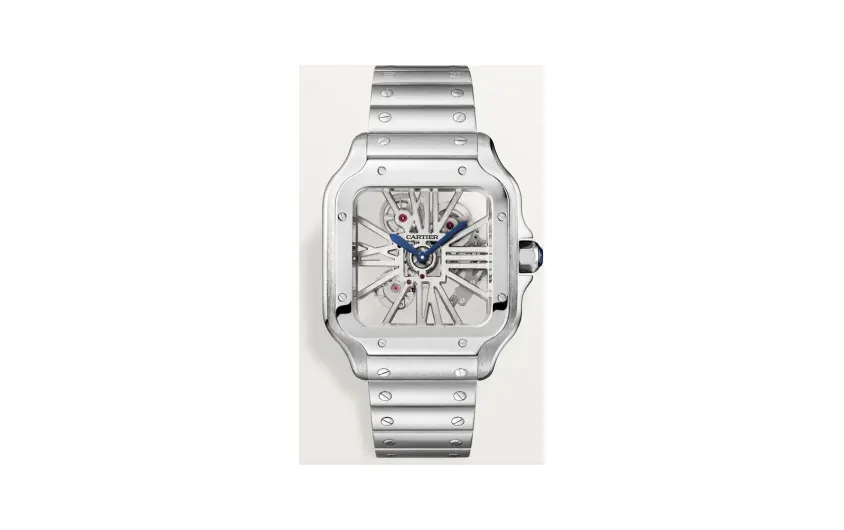 Cartier Santos de Cartier skeleton, Large model, hand-wound mechanical movement, steel