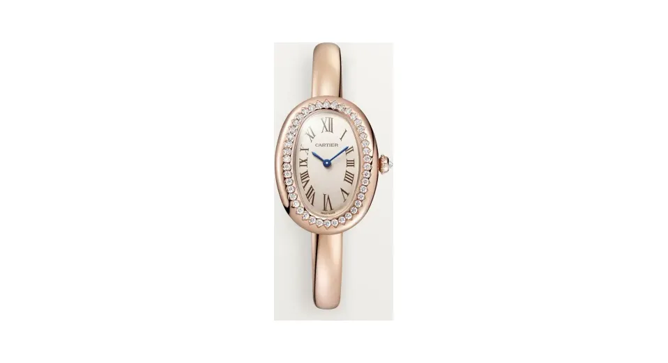 Cartier Baignoire, Small model, quartz, rose gold, diamonds