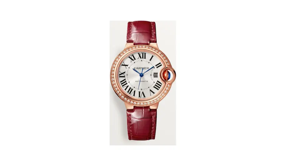 Cartier Ballon Bleu de Cartier, 33mm, automatic movement, rose gold, diamonds, leather