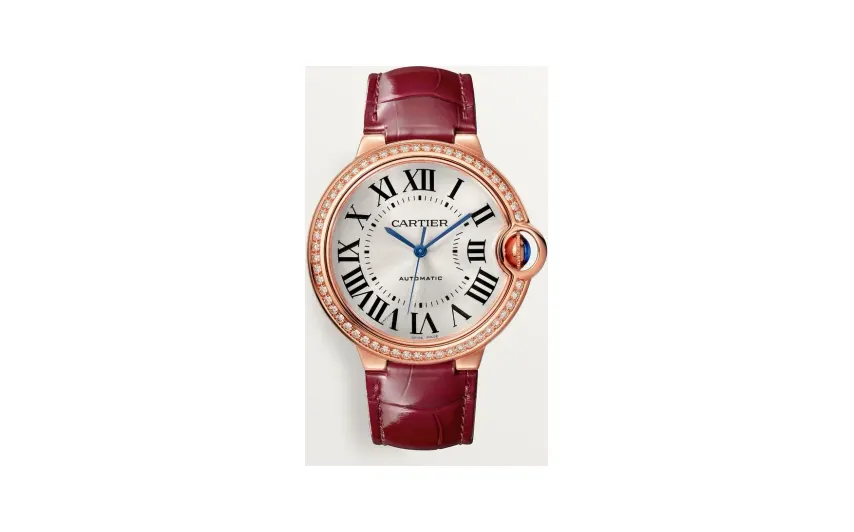 Cartier Ballon Bleu de Cartier, 36mm, automatic movement, rose gold, diamonds, leather