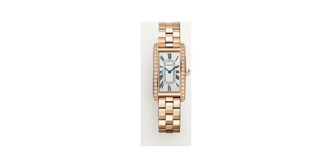 Cartier Tank Américaine, Small model, quartz movement, rose gold, diamonds