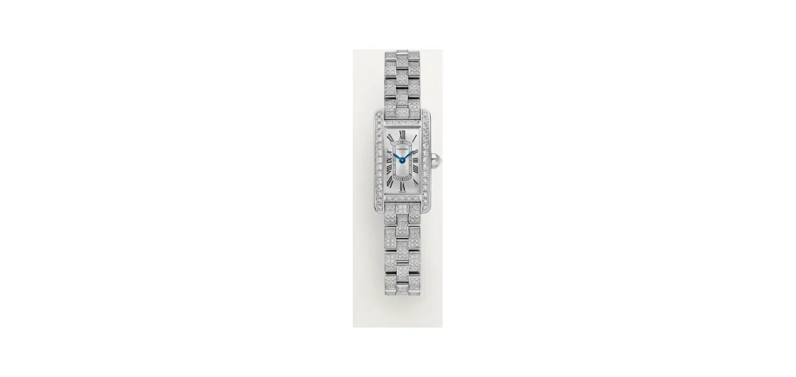 Cartier Tank Américaine, Mini model, quartz movement, white gold, diamonds