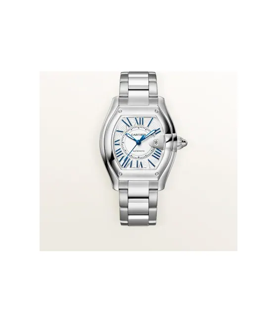 Cartier Roadster, Medium model, automatic movement, steel, interchangeable metal bracelet and leather strap