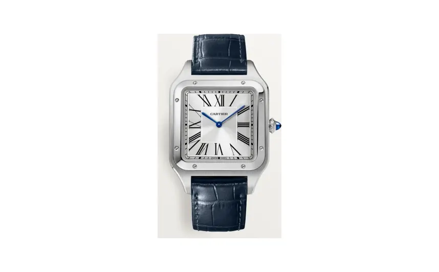 Cartier Santos-Dumont, Extra-large model, hand-wound mechanical movement, steel, leather