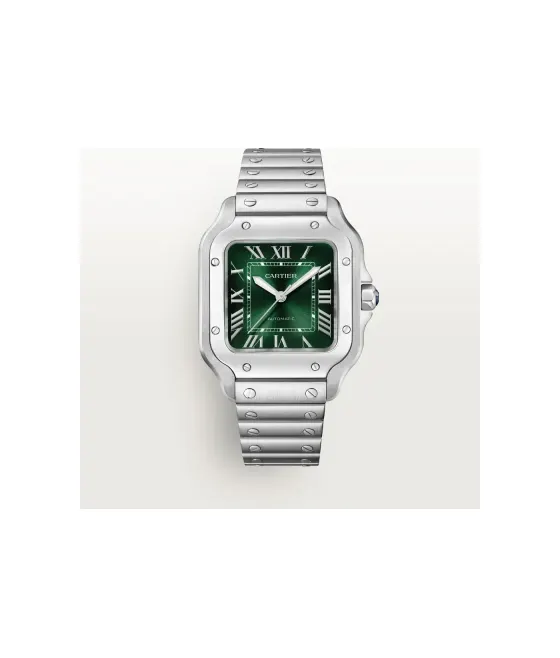 Cartier Santos de Cartier, Medium model, automatic movement, steel, interchangeable metal and leather bracelets