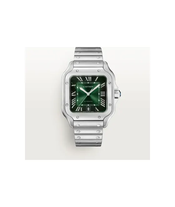 Cartier Santos de Cartier, Large model, automatic movement, steel, interchangeable metal and leather bracelets