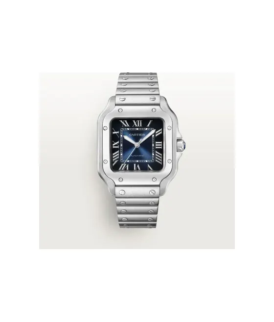 Cartier Santos de Cartier, Medium model, automatic movement, steel, interchangeable metal and leather bracelets