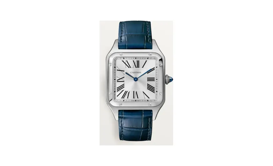 Cartier Santos-Dumont, Large model, quartz movement, steel, leather