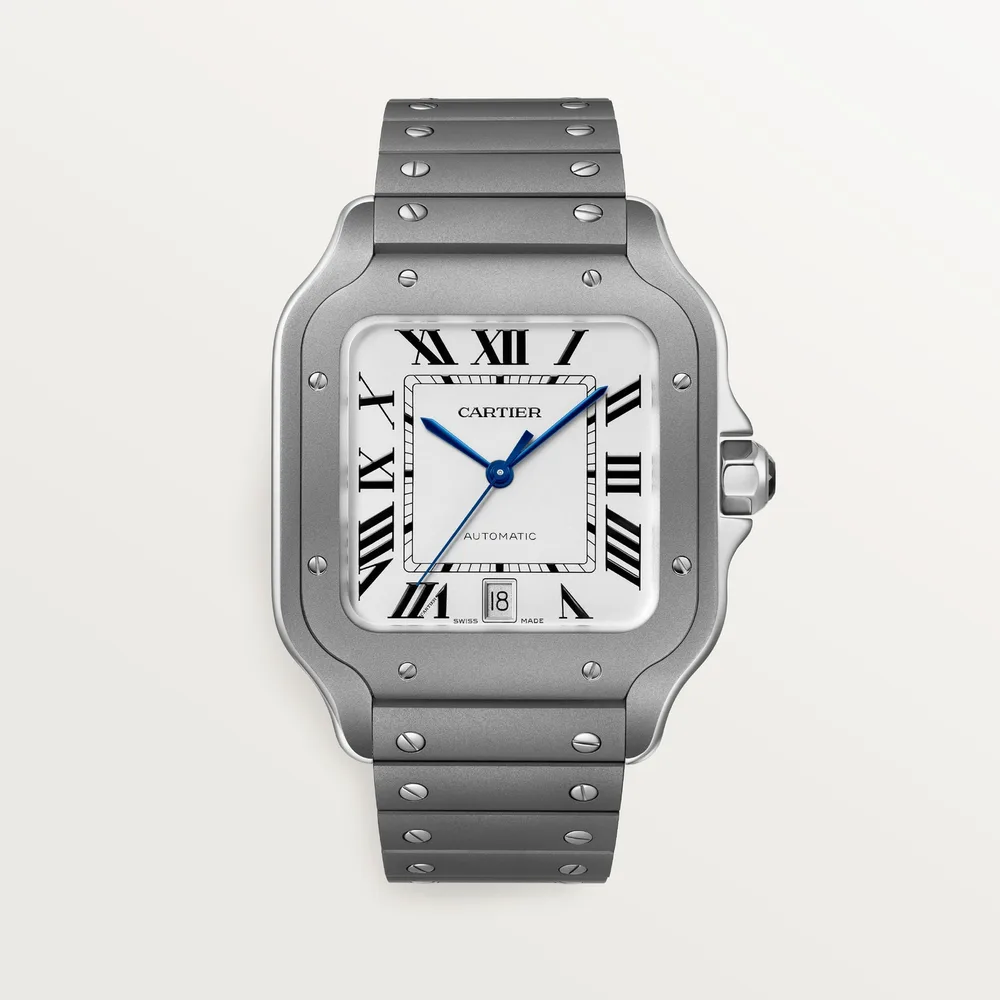 Cartier Santos de Cartier, Large model, automatic movement, titanium, interchangeable titanium and leather straps