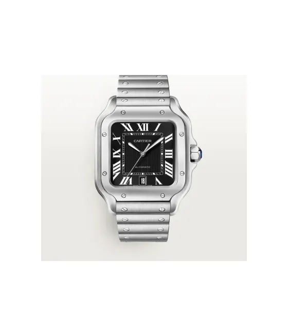 Cartier Santos de Cartier, Large model, automatic movement, steel, interchangeable metal and leather straps