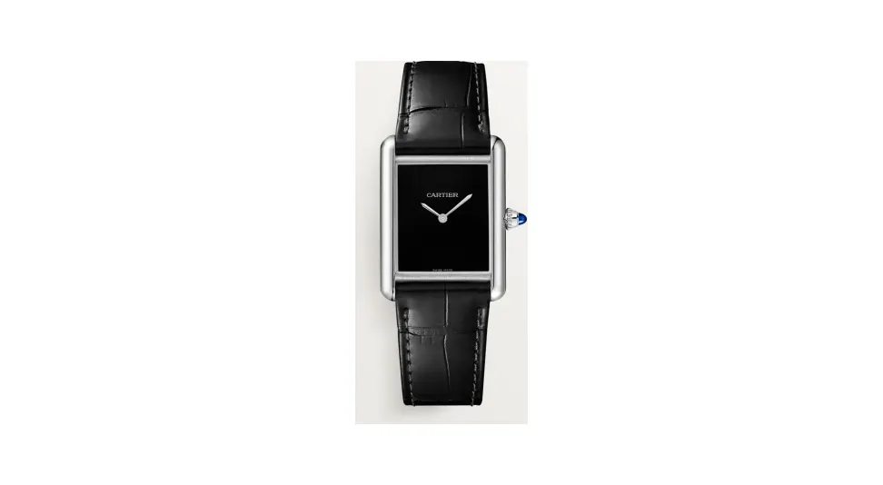 Cartier Tank Must de Cartier, Large model, high autonomy quartz movement, steel, leather