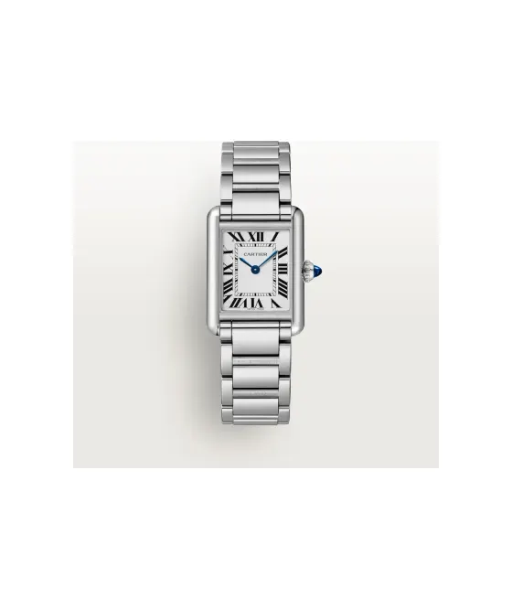 Cartier Tank must SolarBeat™, Small model, SolarBeat™ photovoltaic movement, steel, steel bracelet