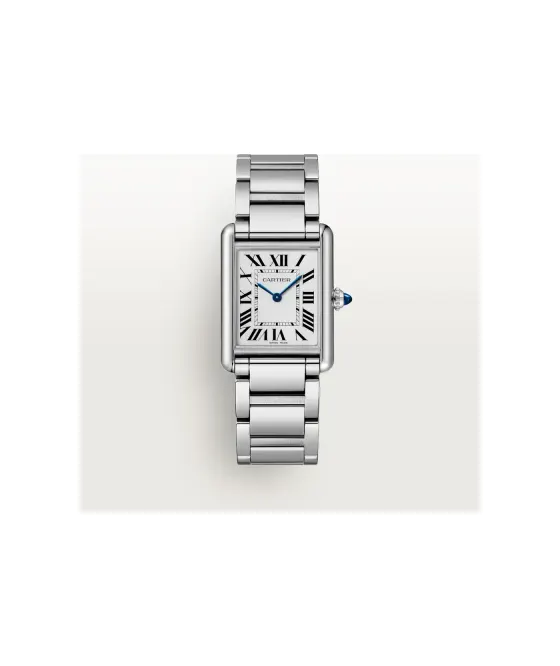 Cartier Tank must SolarBeat™, Large model, SolarBeat™ photovoltaic movement, steel, steel bracelet