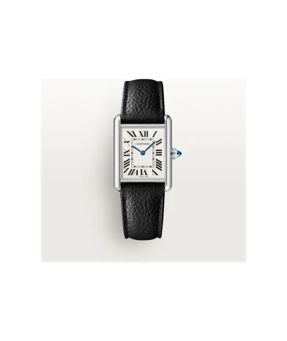 Cartier Tank Must de Cartier, Large model, high autonomy quartz movement, steel, leather