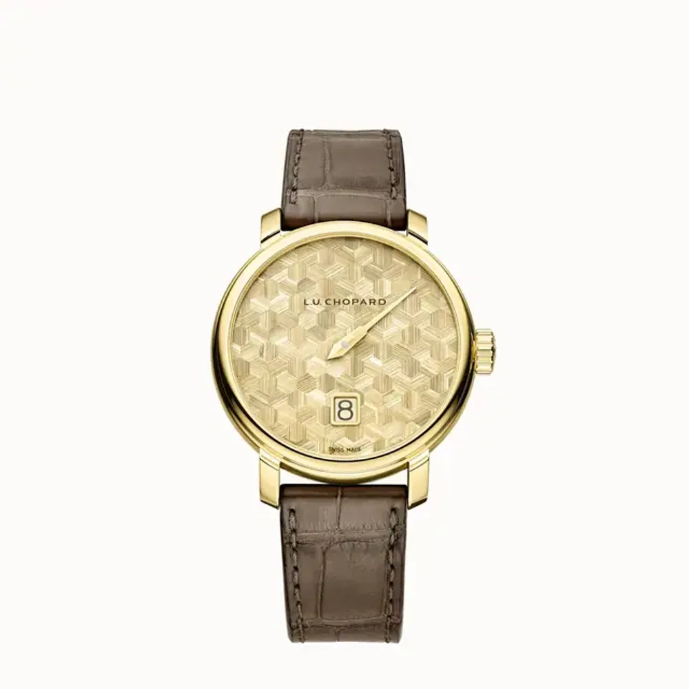 Chopard L.U.C Quattro Spirit 25 Straw Marquetry Edition, 40 mm, manual, ethical yellow gold