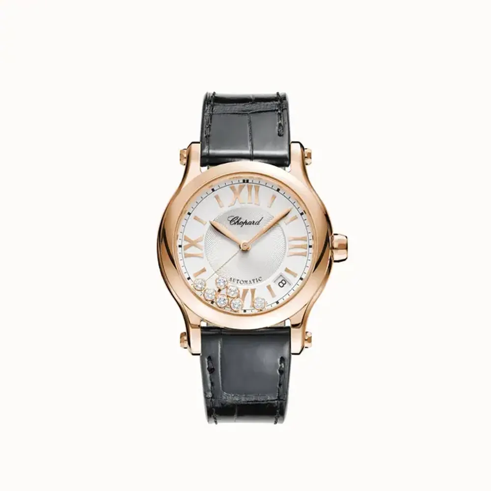 Chopard Happy Sport, 36 mm, automatic, ethical rose gold, diamonds