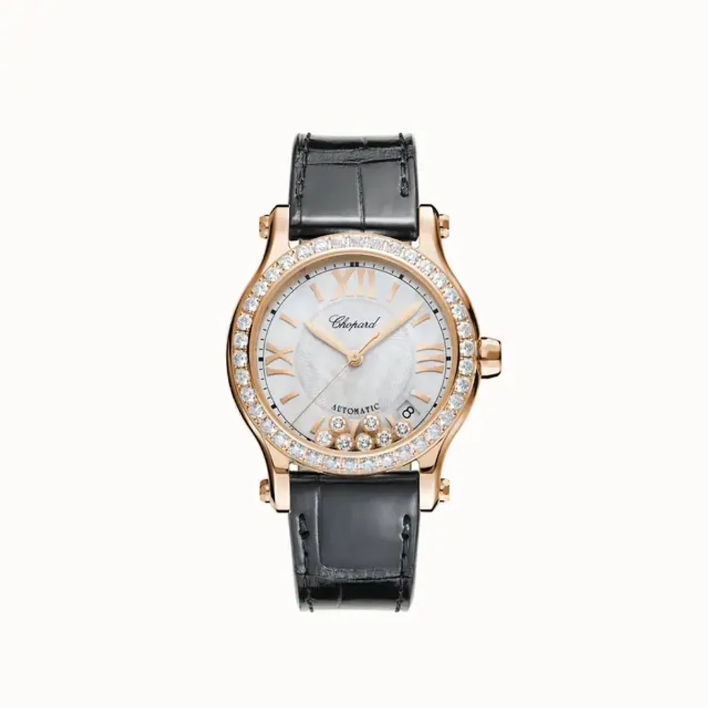 Chopard Happy Sport, 36 mm, automatic, ethical rose gold, diamonds